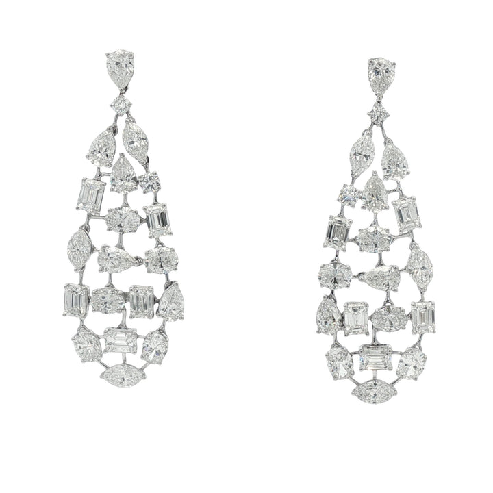 18kt White Gold Lab Diamond Dangling Earrings