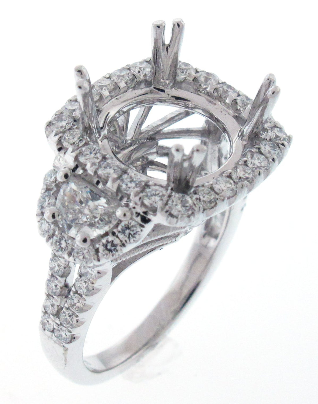 18kt White Gold Diamond Halo Semi Mount