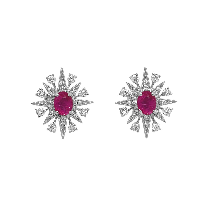 18kt White Gold Diamond and Ruby Earrings