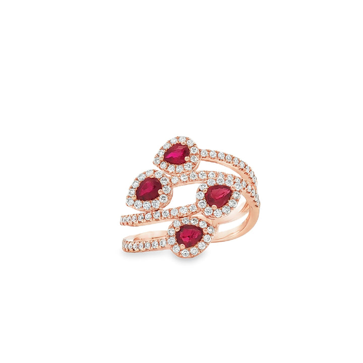 18kt Rose Gold Diamond And Ruby Ring