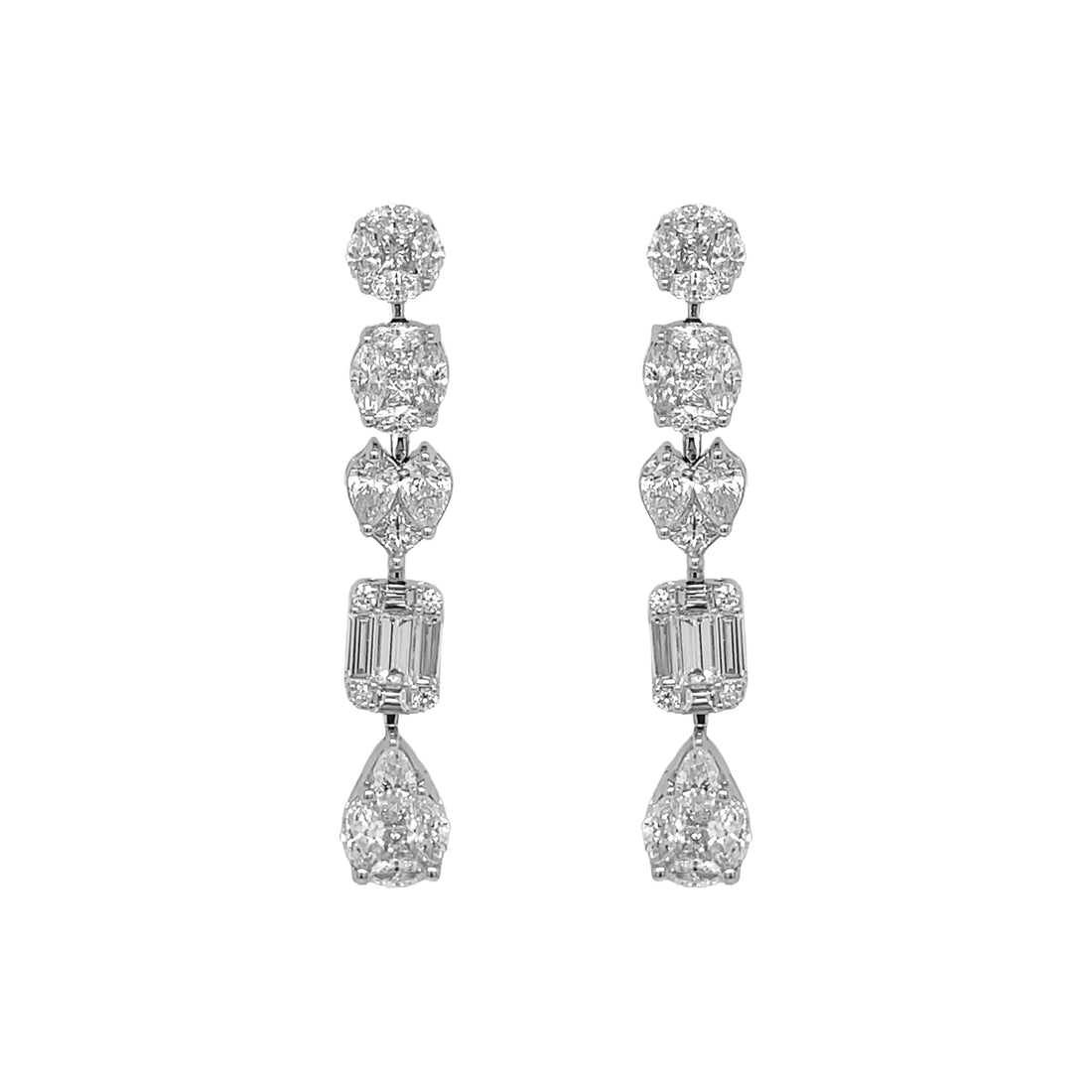18kt White Gold Diamond Dangling Earrings