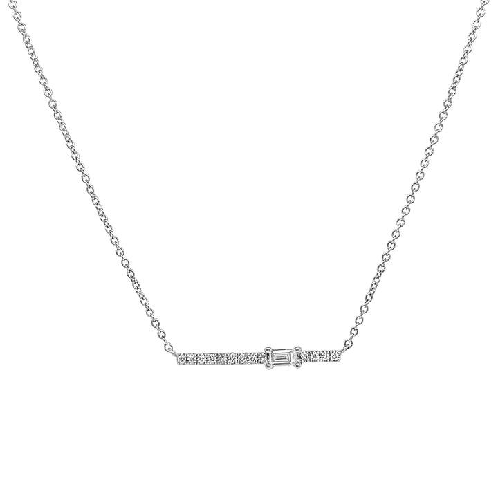 14kt White Gold Diamond and Baguette Pendant