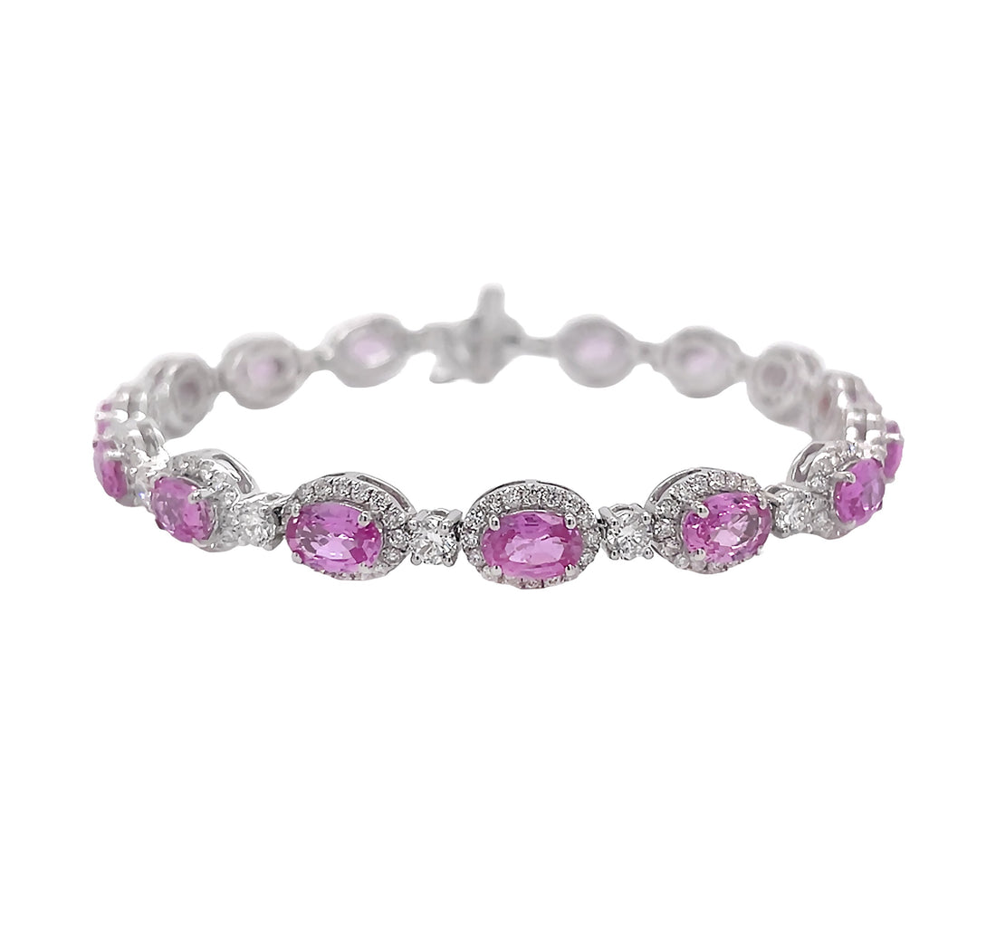 18kt White Gold Diamond and Pink Sapphire Bracelet