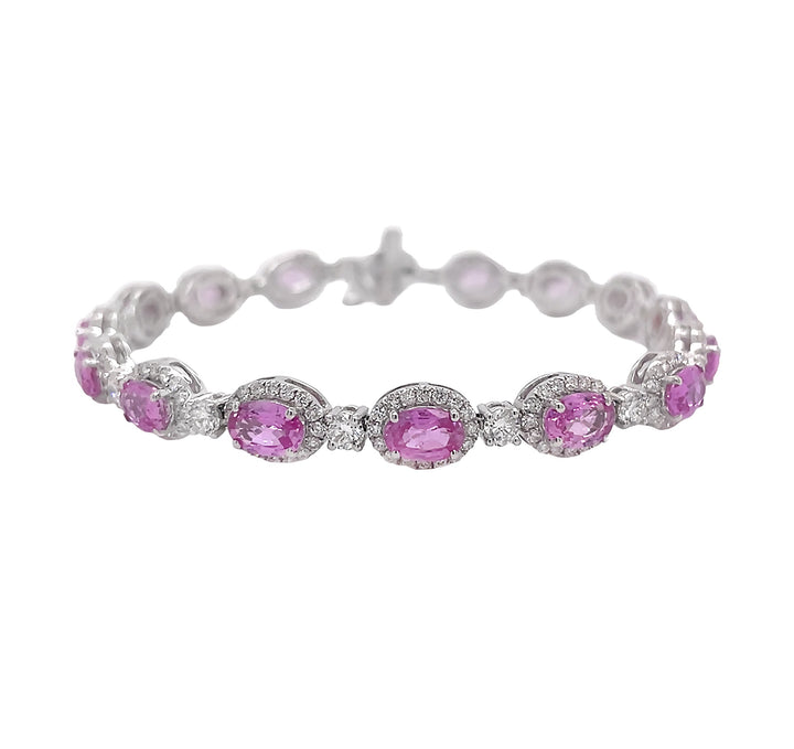 18kt White Gold Diamond and Pink Sapphire Bracelet