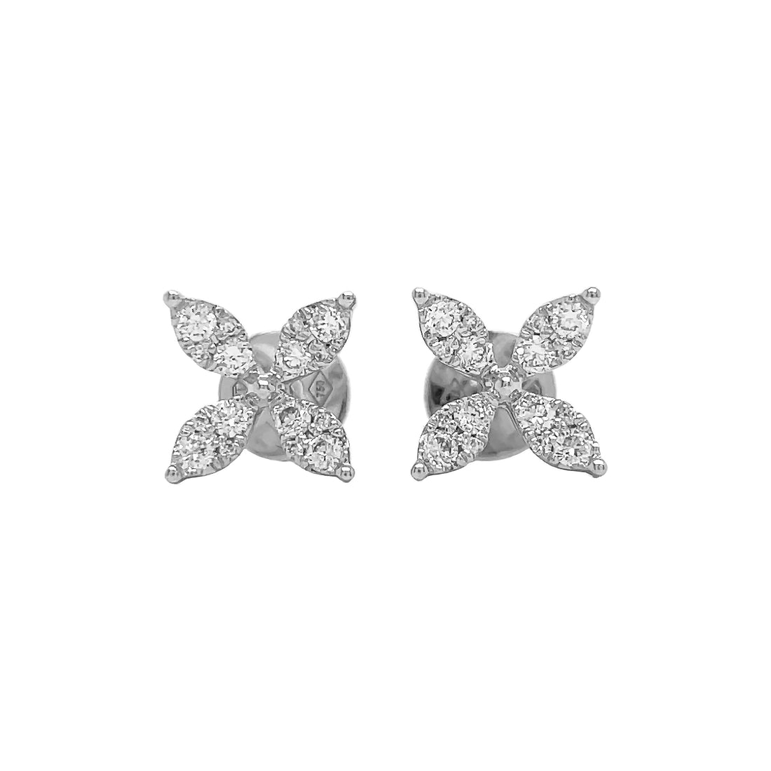 18kt White Gold Diamond Flower Earrings