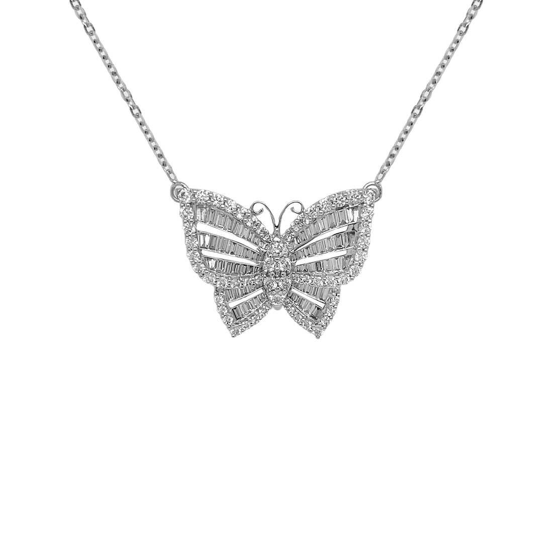 18kt White Gold Diamond Butterfly Pendant