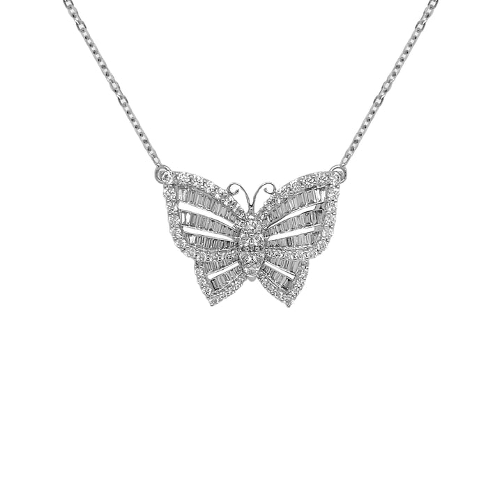 18kt White Gold Diamond Butterfly Pendant