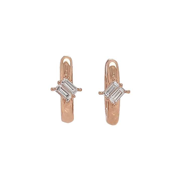 18kt Rose Gold Diamond Huggie Earrings