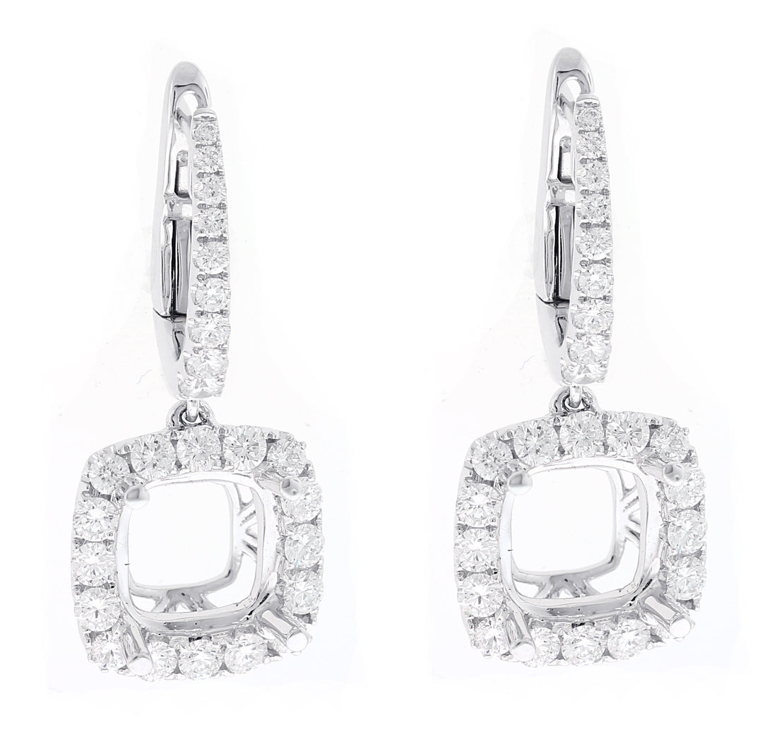 18kt White Gold Diamond Dangling Earrings Mounting