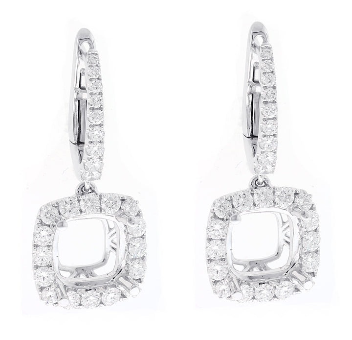 18kt White Gold Diamond Dangling Earrings Mounting