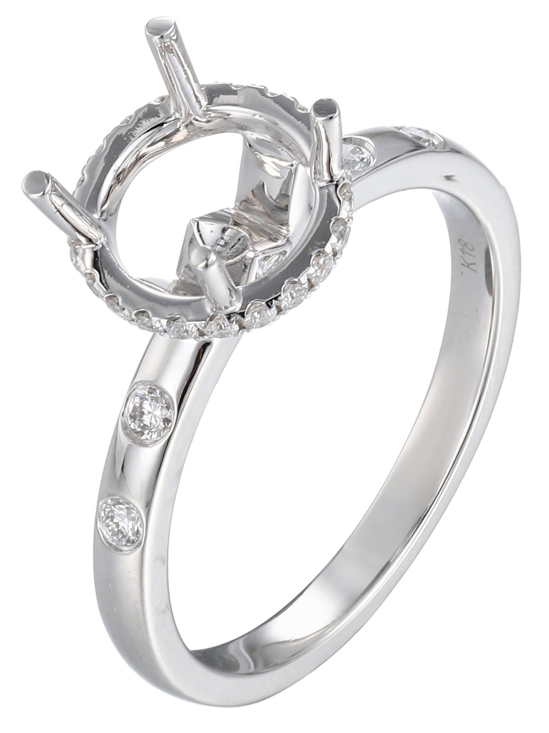 18kt White Gold Diamond Semi-mount