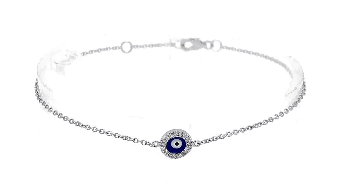 14kt White Gold Diamond Evil Eye Bracelet