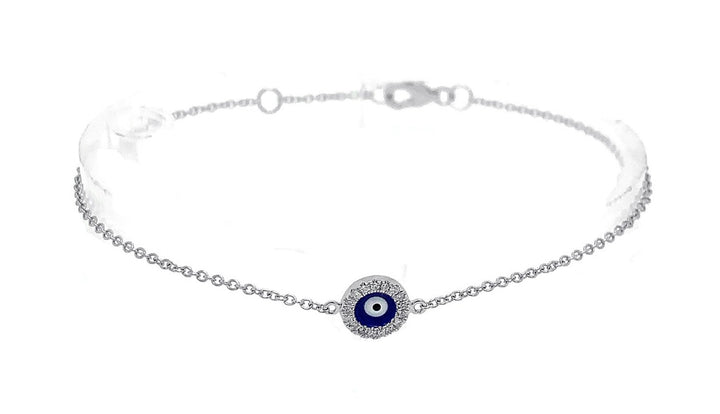 14kt White Gold Diamond Evil Eye Bracelet