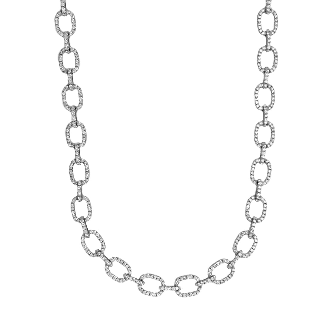 18kt White Gold Diamond Link Necklace
