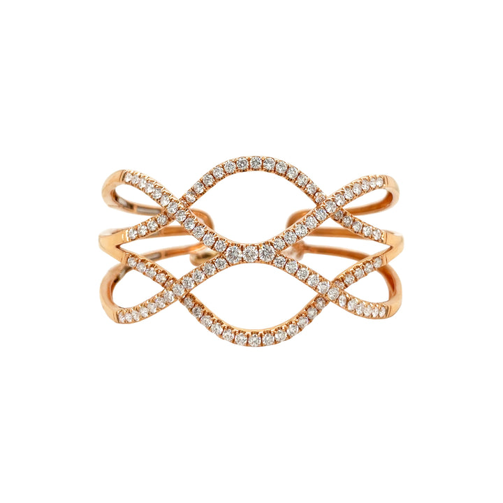 18kt Rose Gold Diamond Criss Cross Bangle