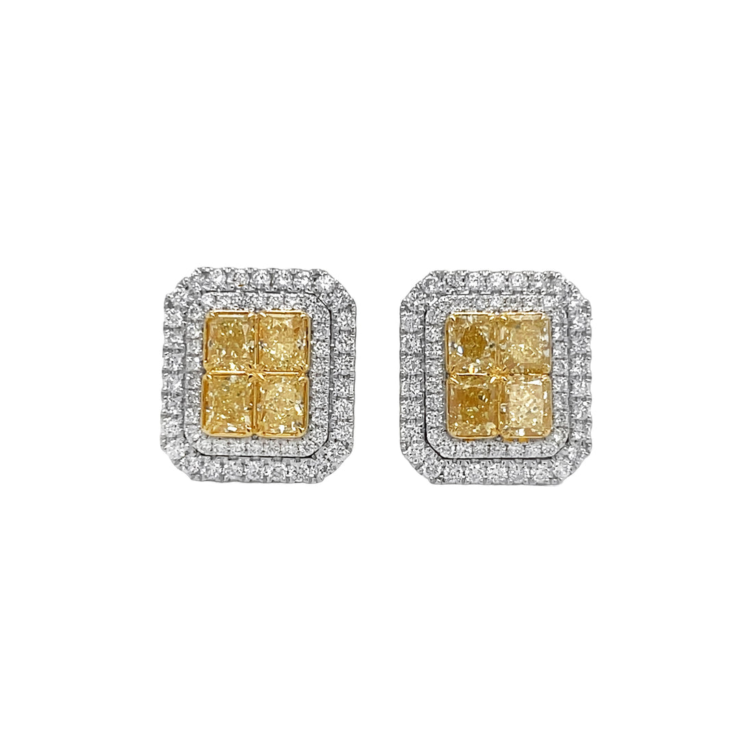 18kt White Gold Yellow Diamond Earrings