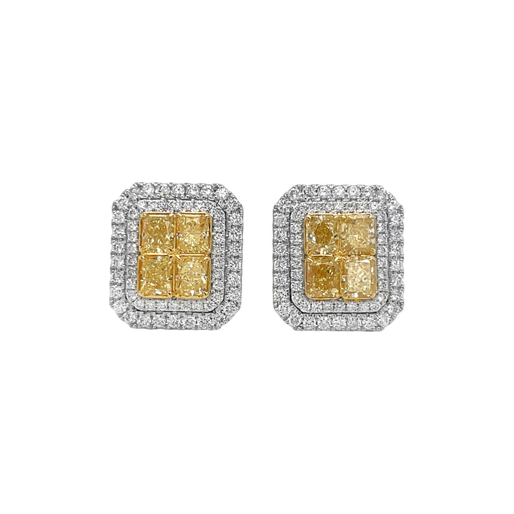 18kt White Gold Yellow Diamond Earrings