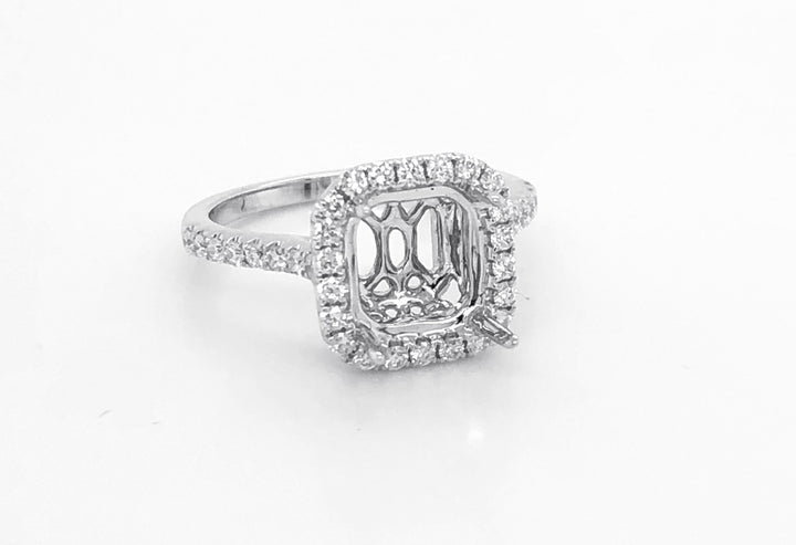 18kt White Gold Diamond Halo Semi Mount