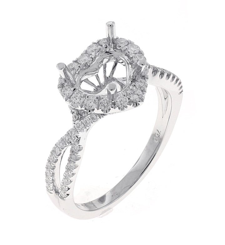 18kt White Gold Diamond Halo Semi Mount