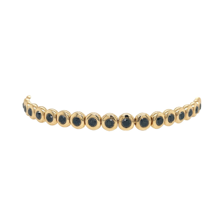 14kt Yellow Gold Black And Diamond Tennis Bracelet