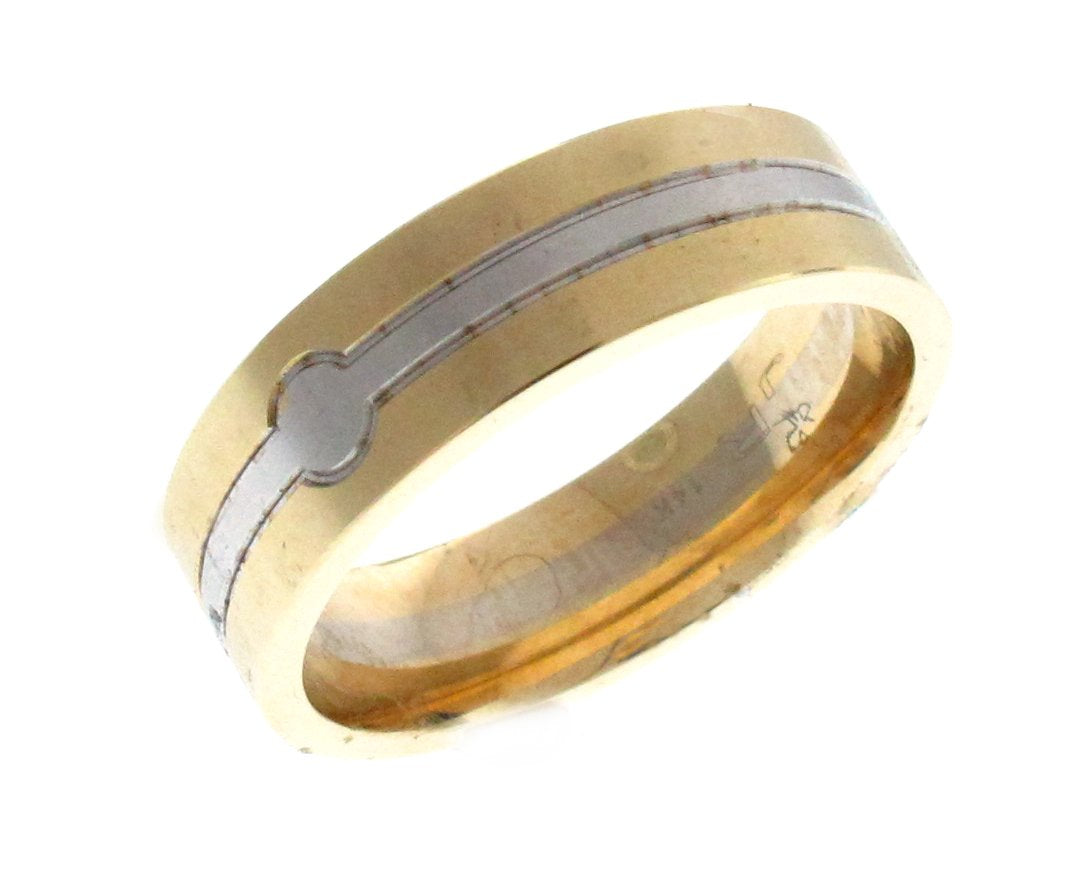 14kt White And Yellow Gold Men's Wedding Band