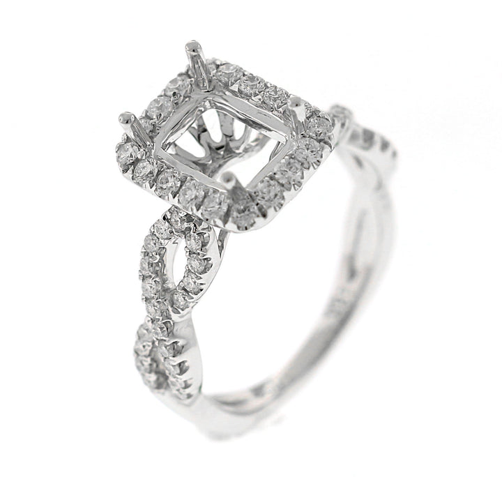 18kt White Gold Diamond Halo Semi Mount