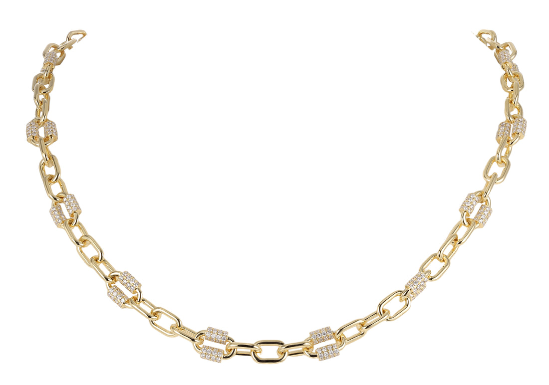 18kt Yellow Gold Diamond Link Necklace