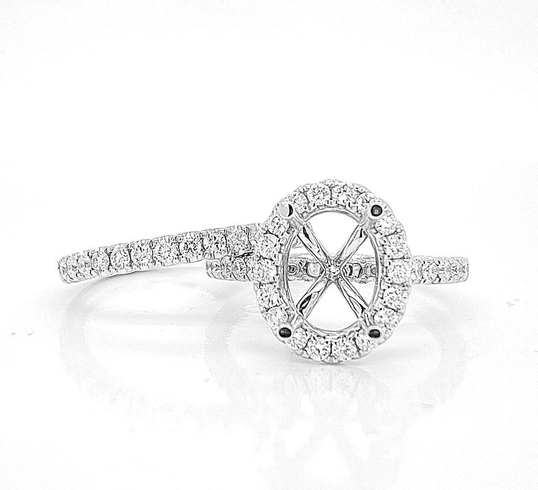 18kt White Gold Diamond Halo Semi Mount