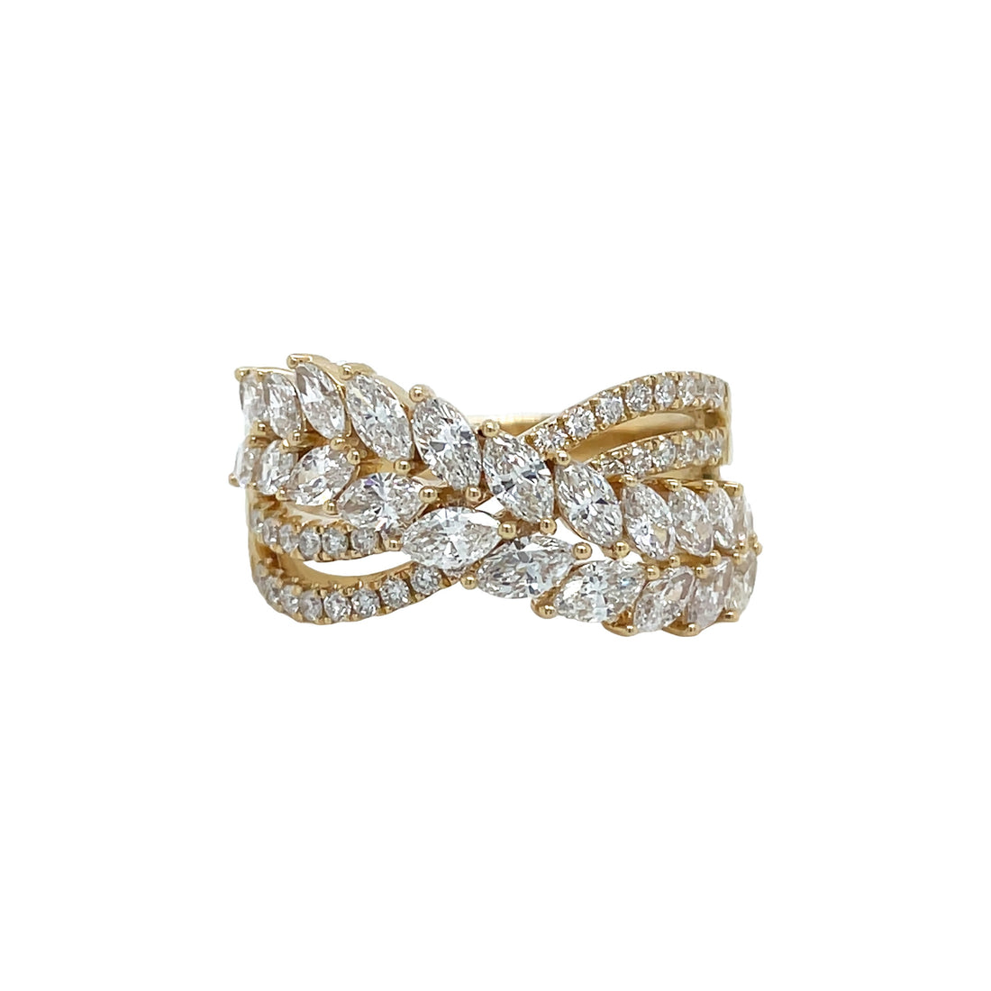 18kt Yellow Gold Diamond Criss-cross Ring