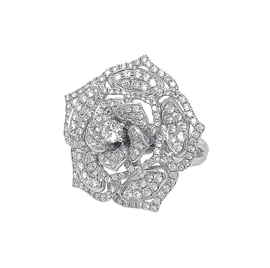 18kt White Gold Diamond Flower Ring