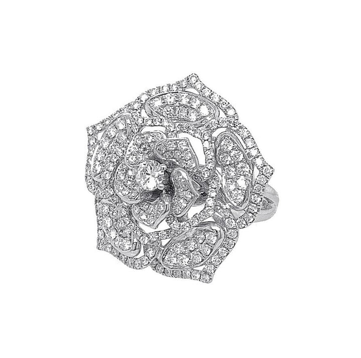 18kt White Gold Diamond Flower Ring