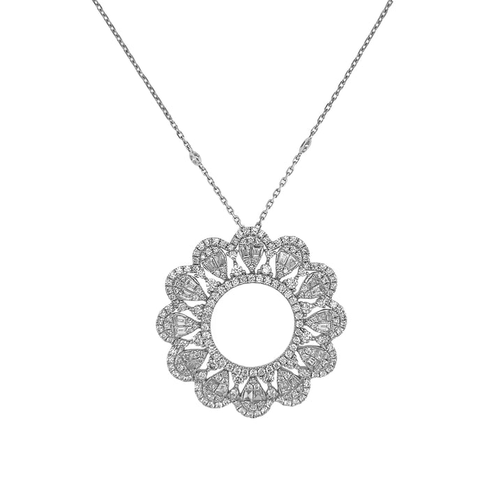 18Kt White Gold Diamond Circle Pendnat