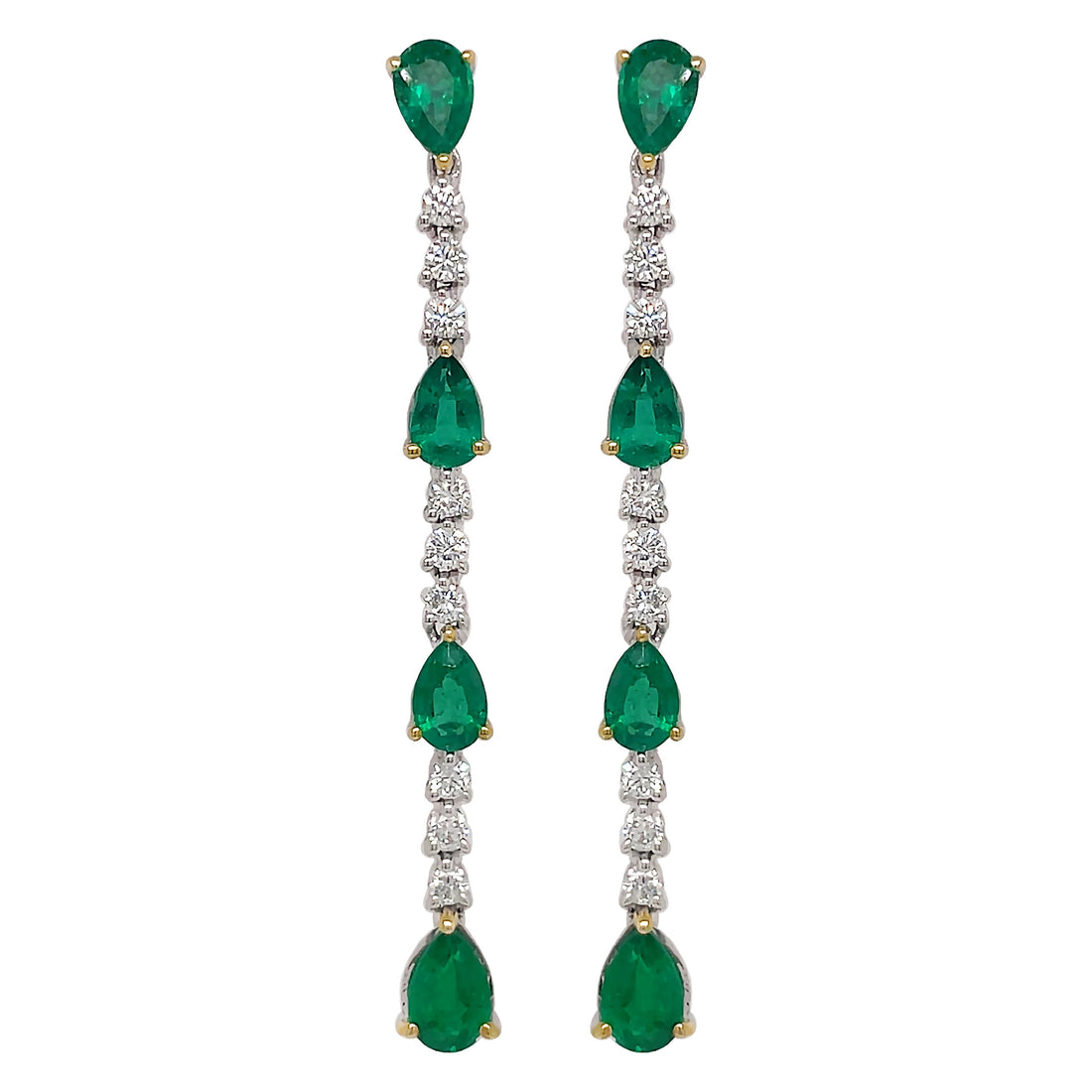 18kt White Gold Diamond and Emerald Earrings