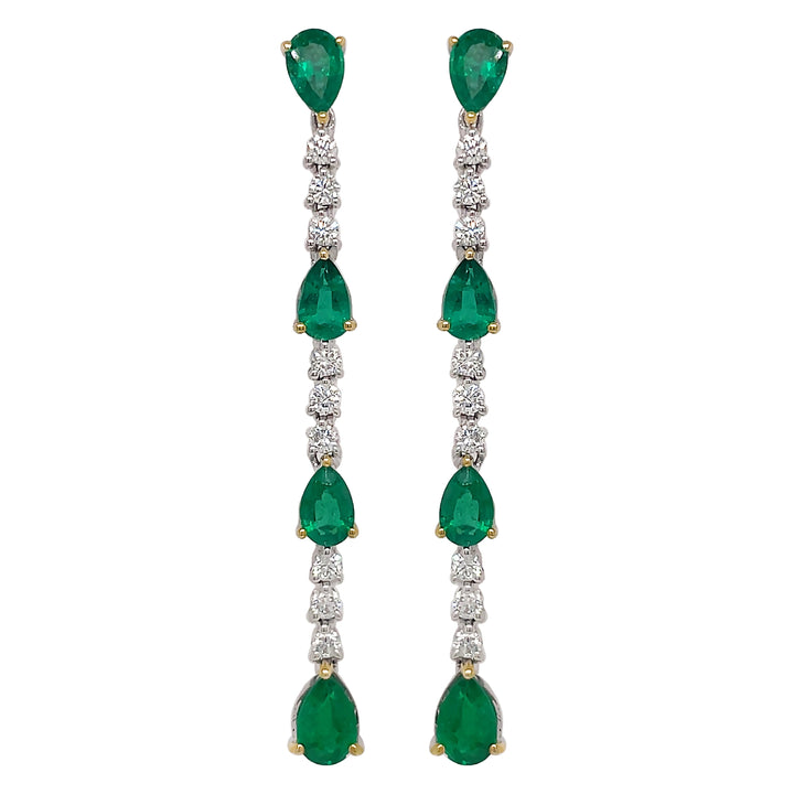 18kt White Gold Diamond and Emerald Earrings