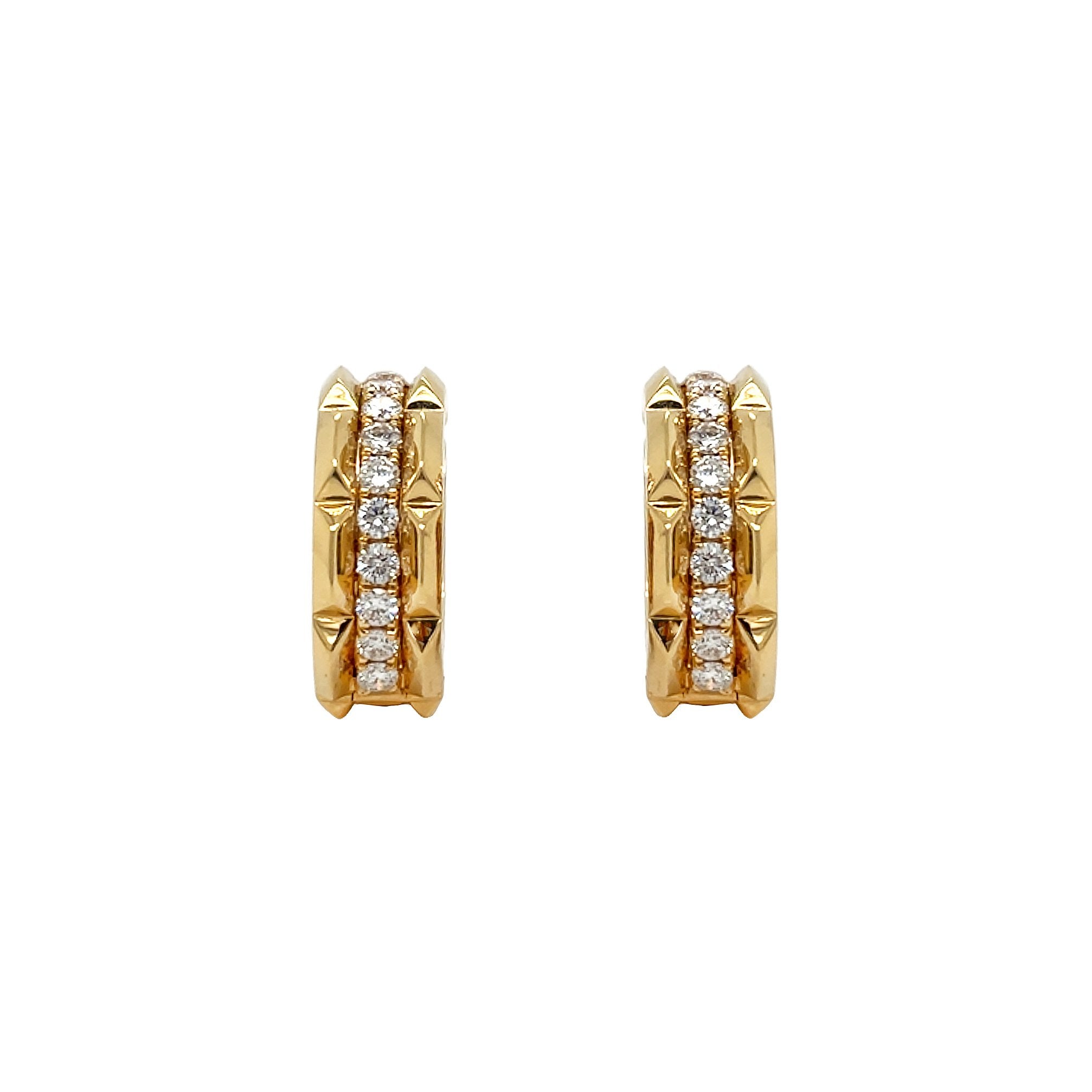 18kt Yellow Gold Diamond Hoops
