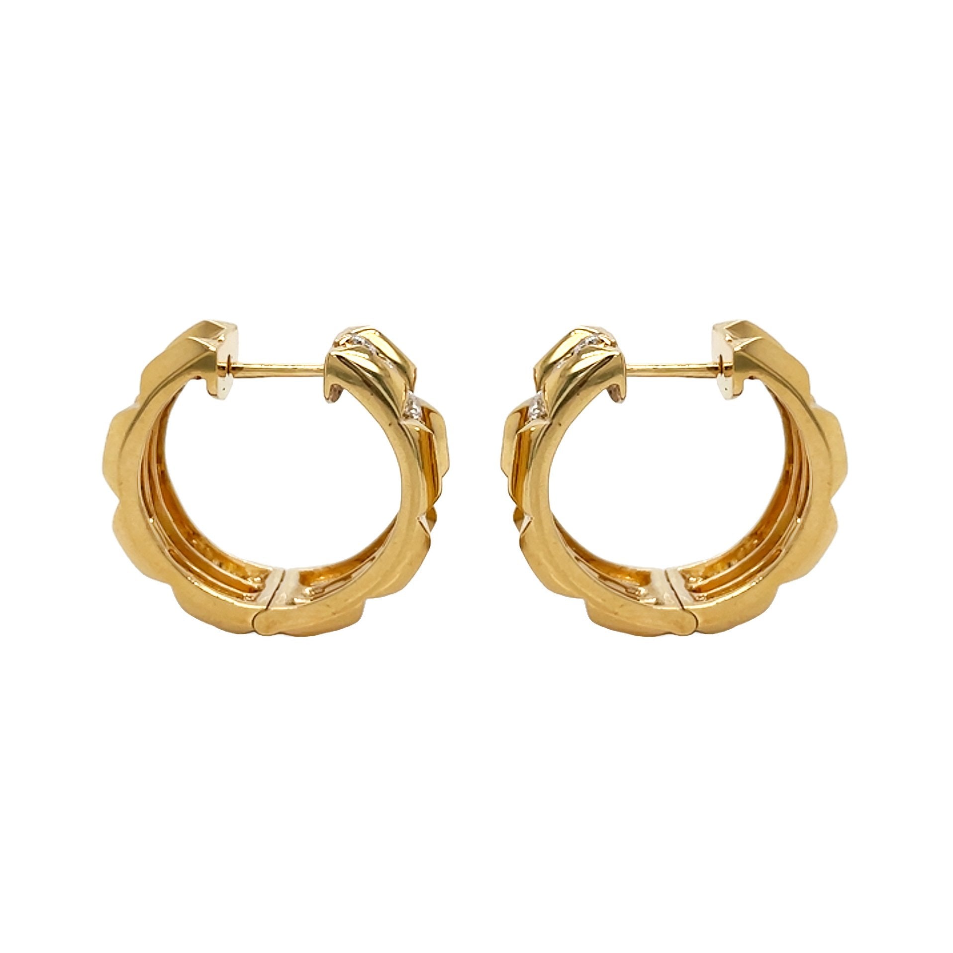 18kt Yellow Gold Diamond Hoops