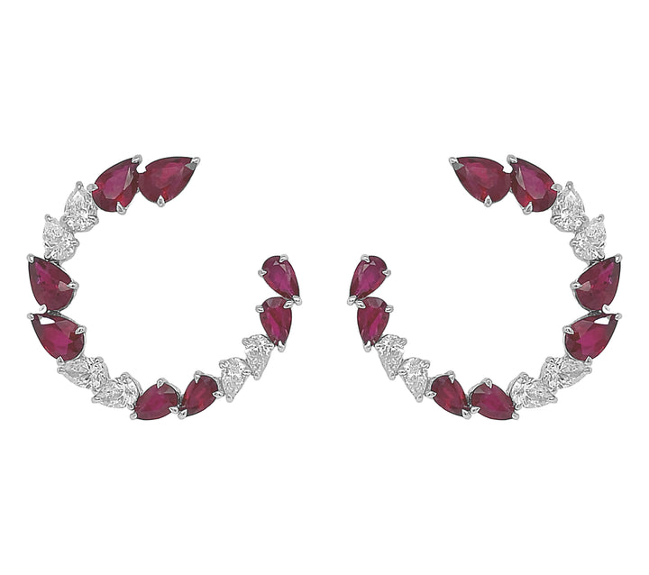 18Kt White Gold Diamond and Ruby Earrings