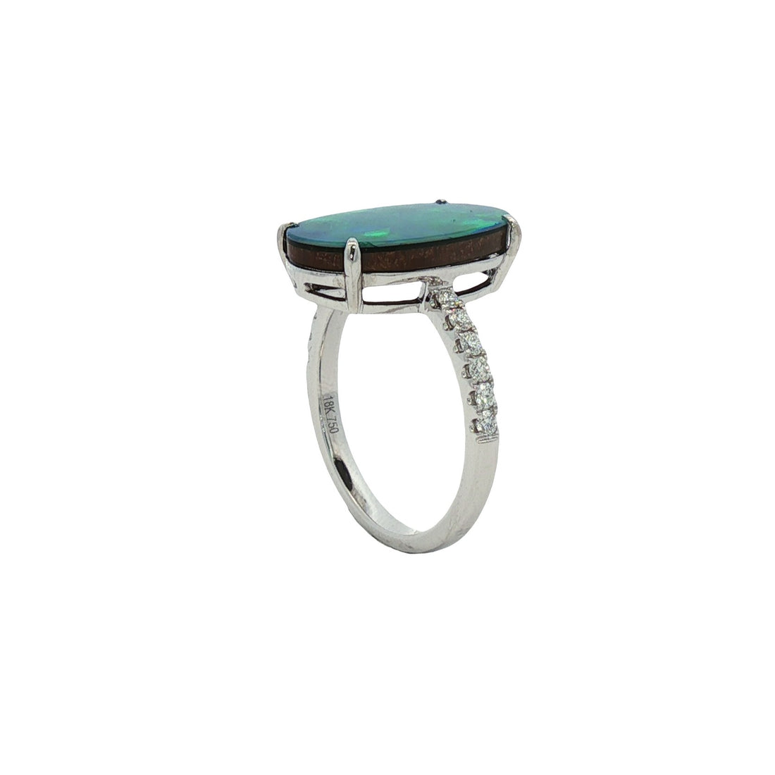 18kt White Gold Diamond And Opal Ring