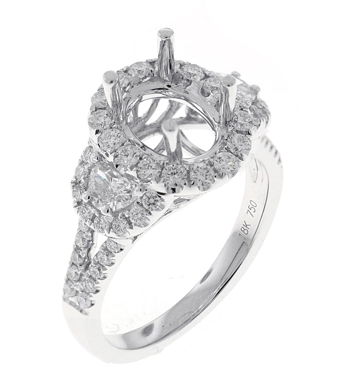 18kt White Gold Diamond Halo Semi Mount