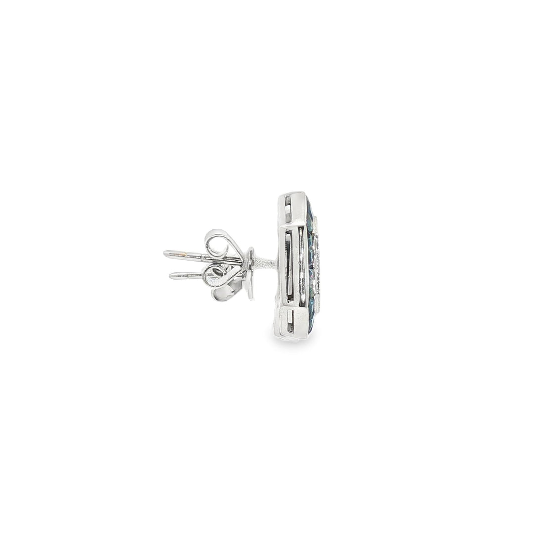 18kt White Gold Diamond And Blue Sapphire Earrings