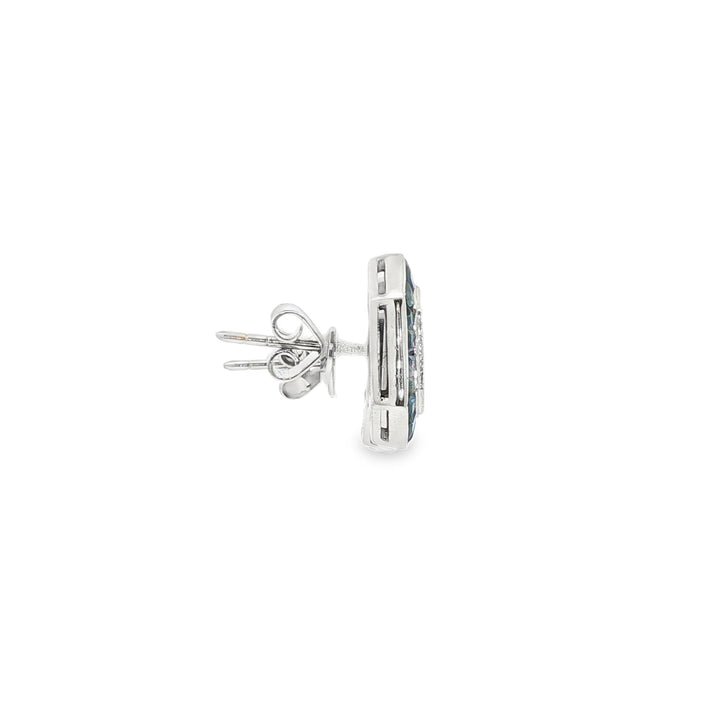 18kt White Gold Diamond And Blue Sapphire Earrings
