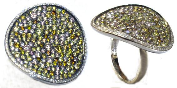 18kt Black Gold Multi Color Ring
