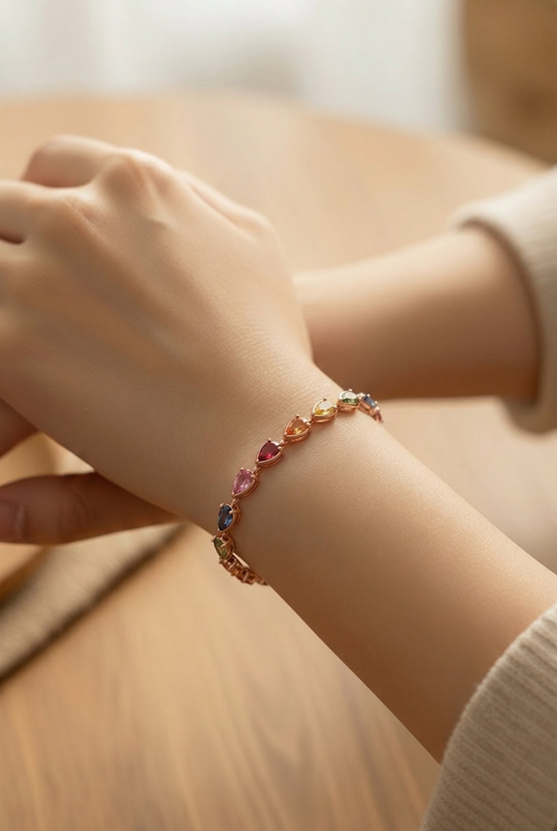 18kt Rose Gold Diamond And Sapphire Tennis Bracelet