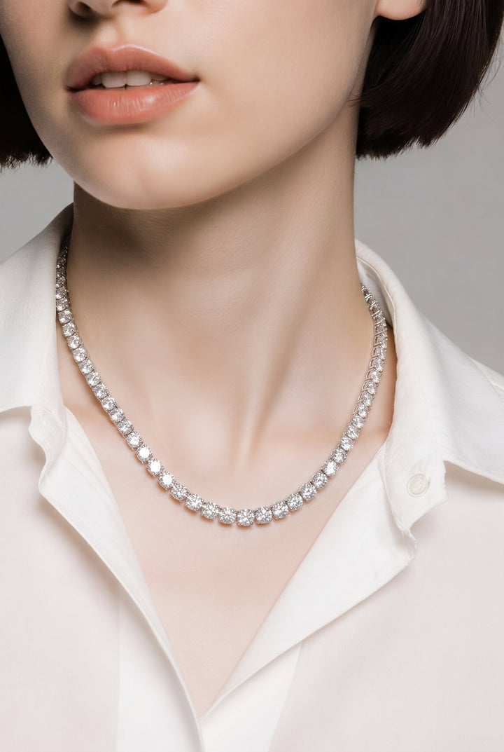 18kt White Gold Lab Diamond Tennis Necklace