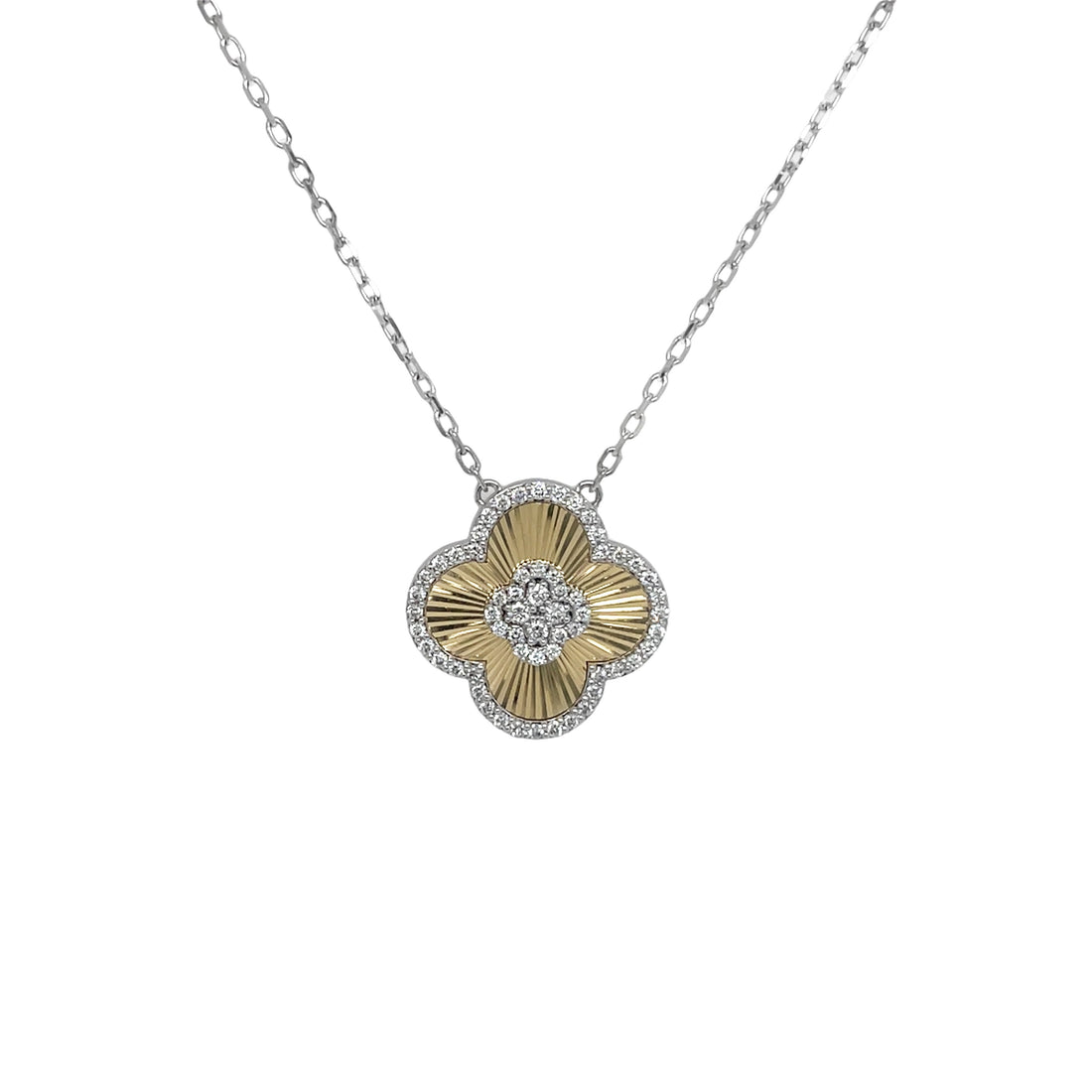 18kt White and Yellow Gold Diamond Flower Pendant