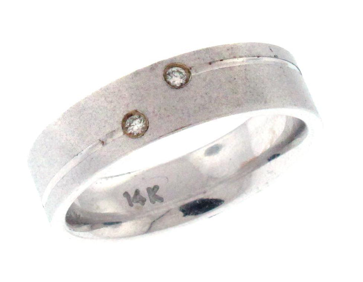 14kt White Gold Diamond Men`s Wedding Band