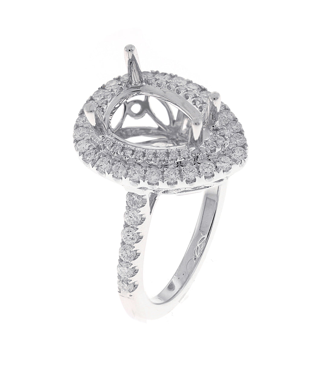 18kt White Gold Diamond Halo Semi Mount