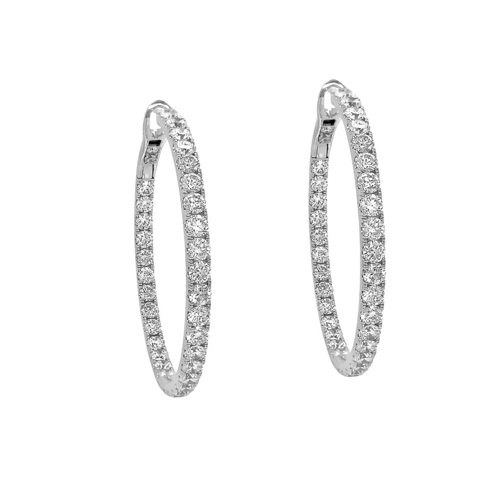 18kt White Gold Diamond Hoops