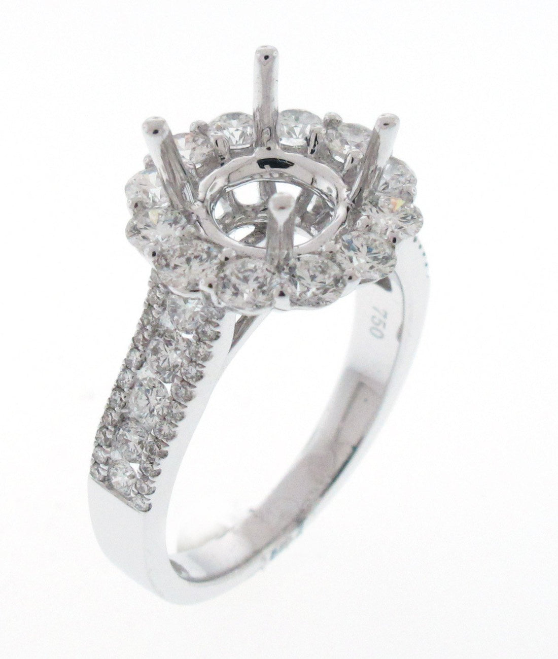 18kt White Gold Diamond Halo Semi Mount