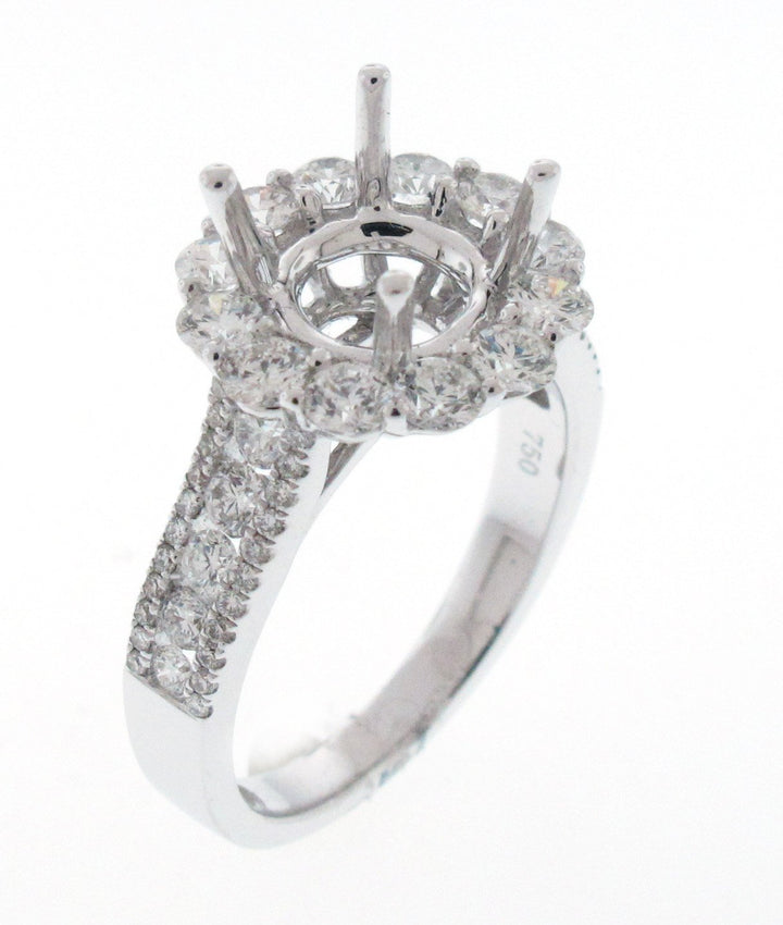 18kt White Gold Diamond Halo Semi Mount